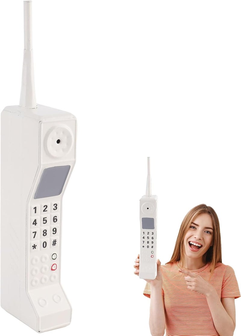 YIHAOSSING 90s Phone Prop,Vintage Phone Decor,Old School Cell Phone for 80s 90s Party Decorations, for Home Living Room Decor Desktop Decoration(White) - Image 1
